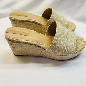 Copper Key Woven Platform Slip On Wedges   Like New Condition
